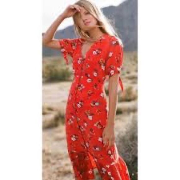 ANTHROPOLOGIE Maeve Eudora Floral Midi Dress Front Button US 2 - Picture 1 of 5